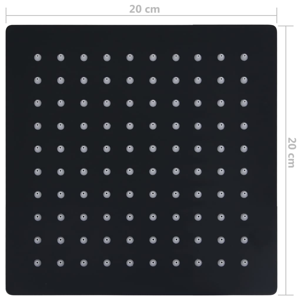 vidaXL Rain Shower Head Stainless Steel 20x20 cm Square Black