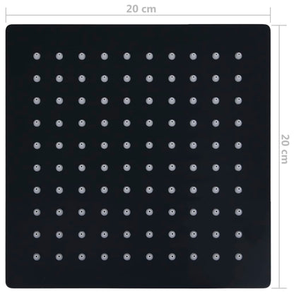 vidaXL Rain Shower Head Stainless Steel 20x20 cm Square Black
