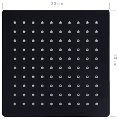 147695 vidaXL Rain Shower Head Stainless Steel 20x20 cm Square Black