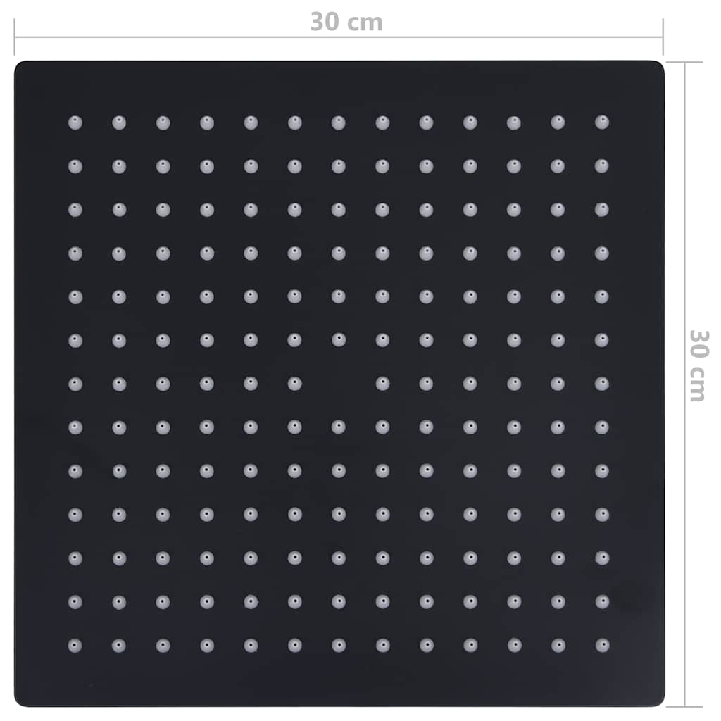 147697 vidaXL Rain Shower Head Stainless Steel 30x30 cm Square Black