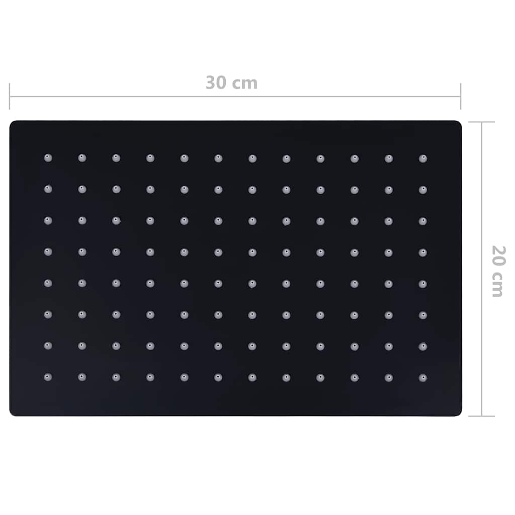147700 vidaXL Rain Shower Head Stainless Steel 30x20 cm Rectangular Black