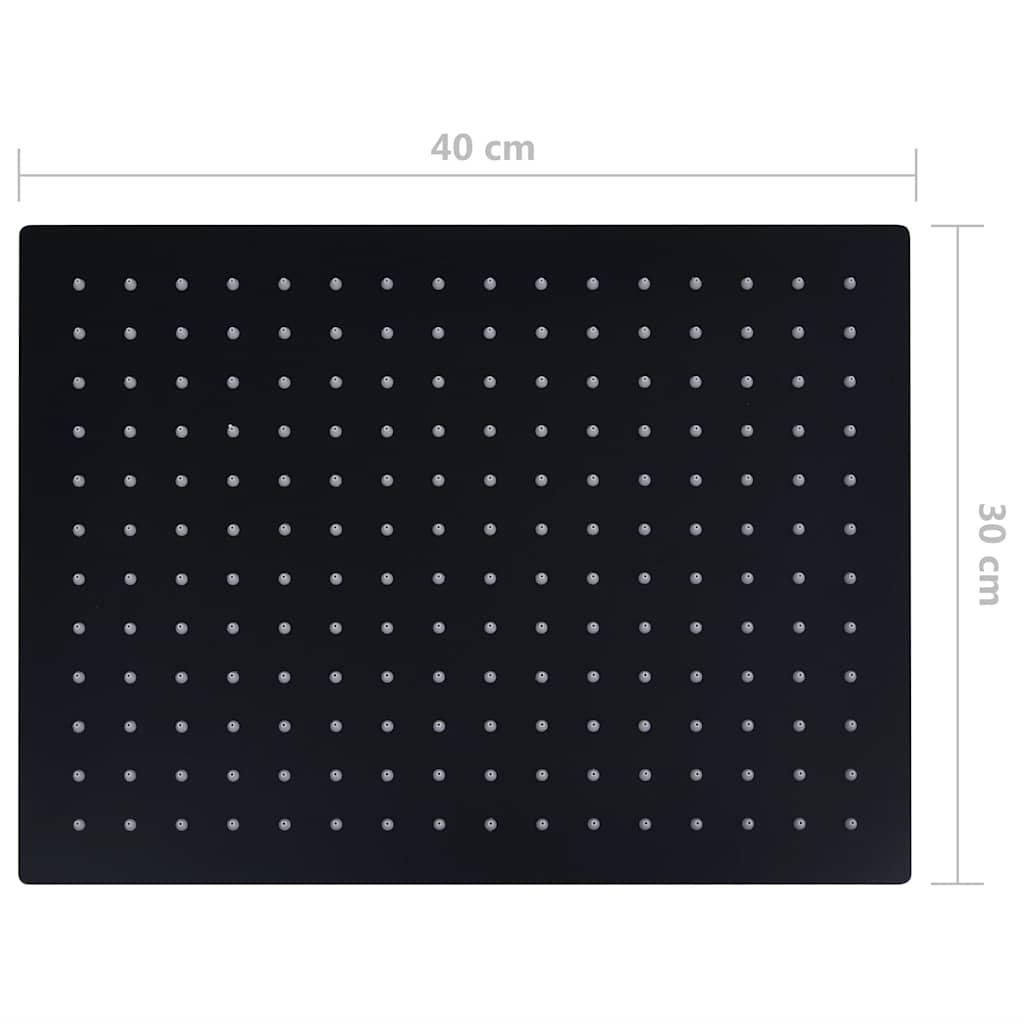 147701 vidaXL Rain Shower Head Stainless Steel 40x30 cm Rectangular Black