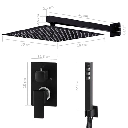 vidaXL Shower System Stainless Steel 201 Black
