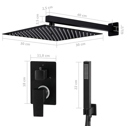 147718 vidaXL Shower System Stainless Steel 201 Black