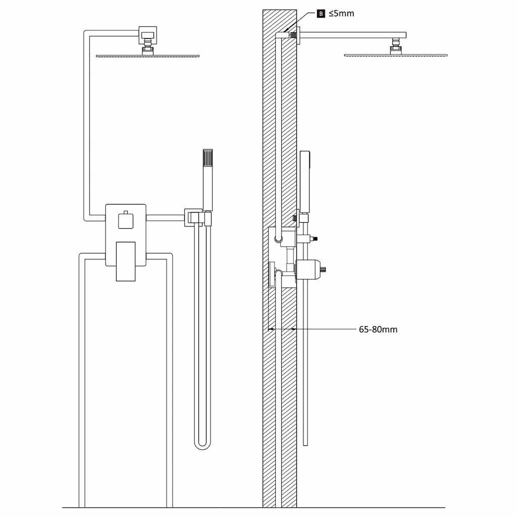 147718 vidaXL Shower System Stainless Steel 201 Black