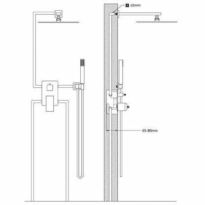 147718 vidaXL Shower System Stainless Steel 201 Black