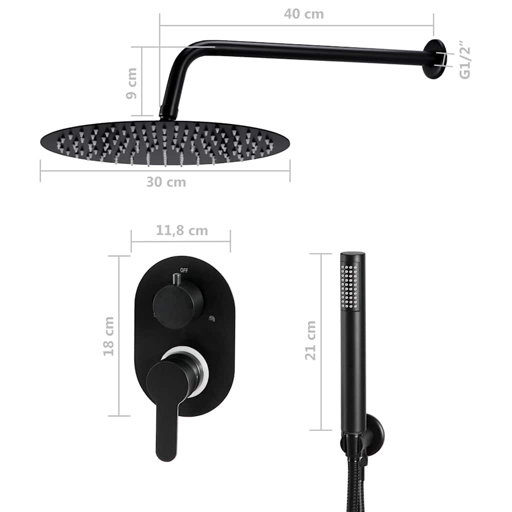 147721 vidaXL Shower System Stainless Steel 201 Black