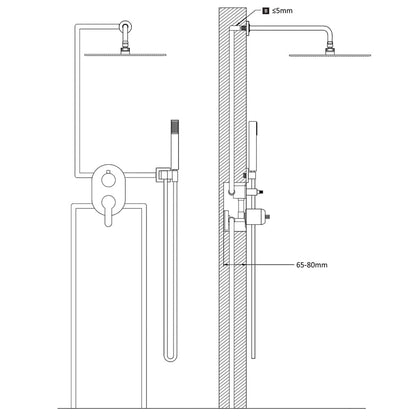147721 vidaXL Shower System Stainless Steel 201 Black