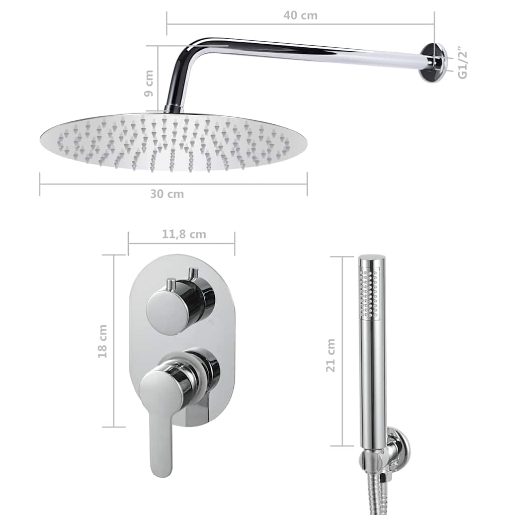 147723 vidaXL Shower System Stainless Steel 201 Silver