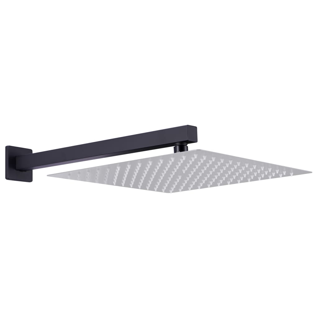 vidaXL Shower Support Arm Square Stainless Steel 201 Black 30 cm