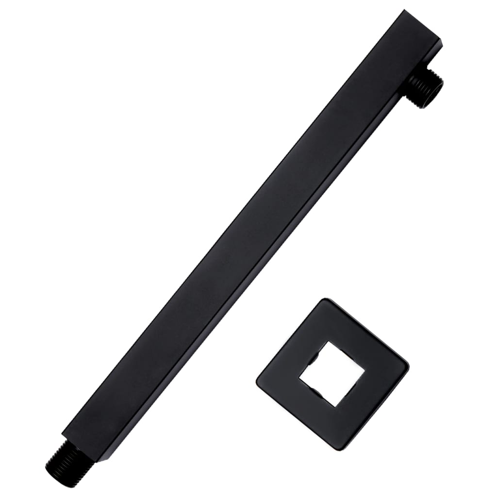 vidaXL Shower Support Arm Square Stainless Steel 201 Black 30 cm