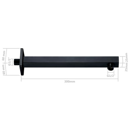 vidaXL Shower Support Arm Square Stainless Steel 201 Black 30 cm