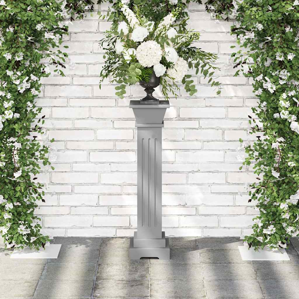323969 vidaXL Classic Square Pillar Plant Stand Grey 17x17x66 cm MDF