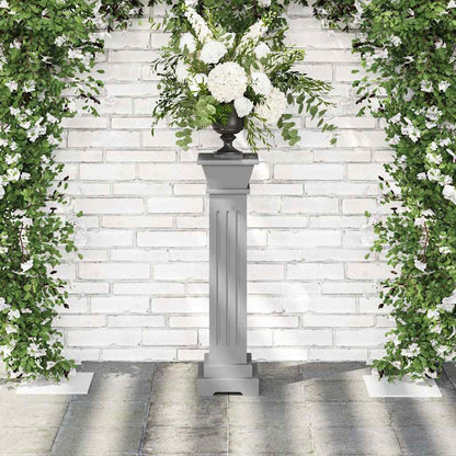 323969 vidaXL Classic Square Pillar Plant Stand Grey 17x17x66 cm MDF