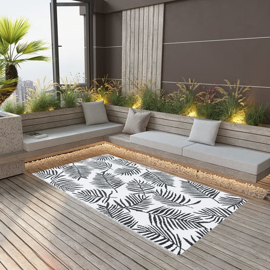 310427 vidaXL Outdoor Carpet ARAKIL White and Black 190x290 cm PP