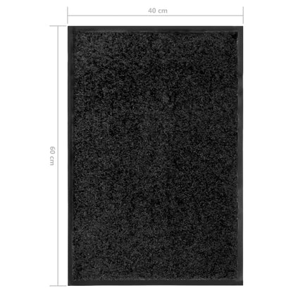 vidaXL Doormat Washable Black 40x60 cm