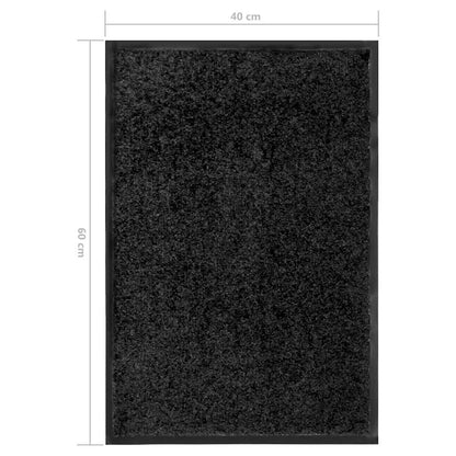 323409 vidaXL Doormat Washable Black 40x60 cm