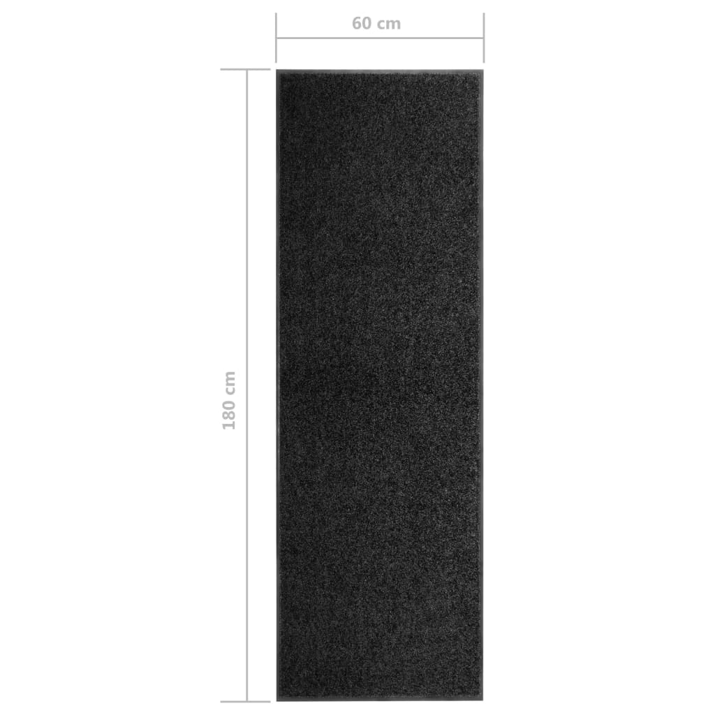 vidaXL Doormat Washable Black 60x180 cm