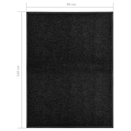 vidaXL Doormat Washable Black 90x120 cm