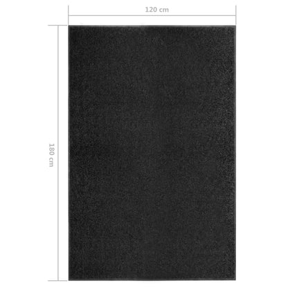 vidaXL Doormat Washable Black 120x180 cm