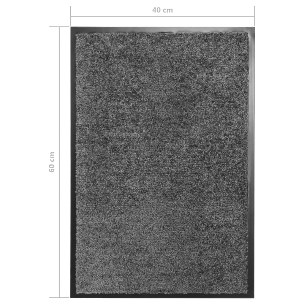 vidaXL Doormat Washable Anthracite 40x60 cm