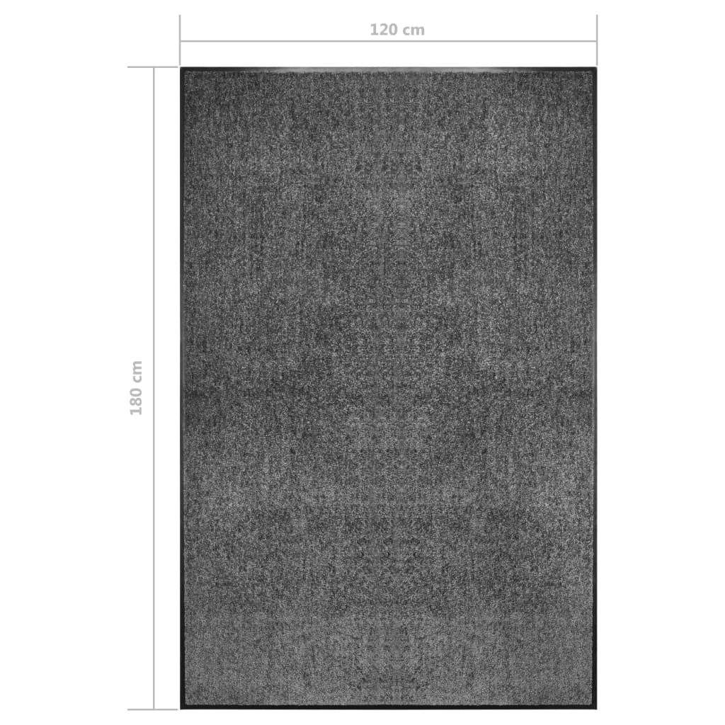 vidaXL Doormat Washable Anthracite 120x180 cm