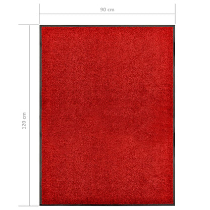 vidaXL Doormat Washable Red 90x120 cm