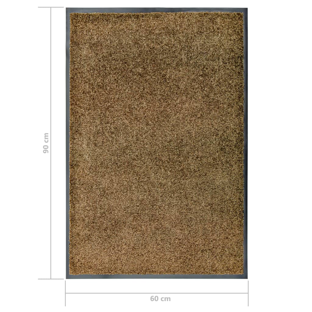 vidaXL Doormat Washable Brown 60x90 cm