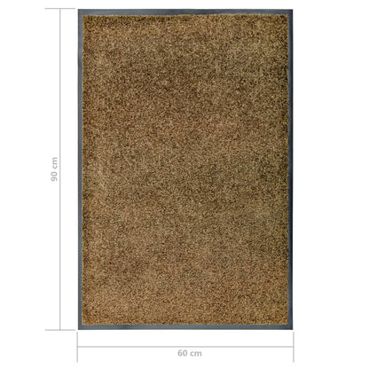 vidaXL Doormat Washable Brown 60x90 cm
