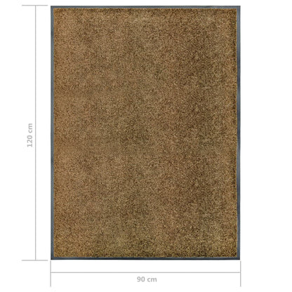 vidaXL Doormat Washable Brown 90x120 cm