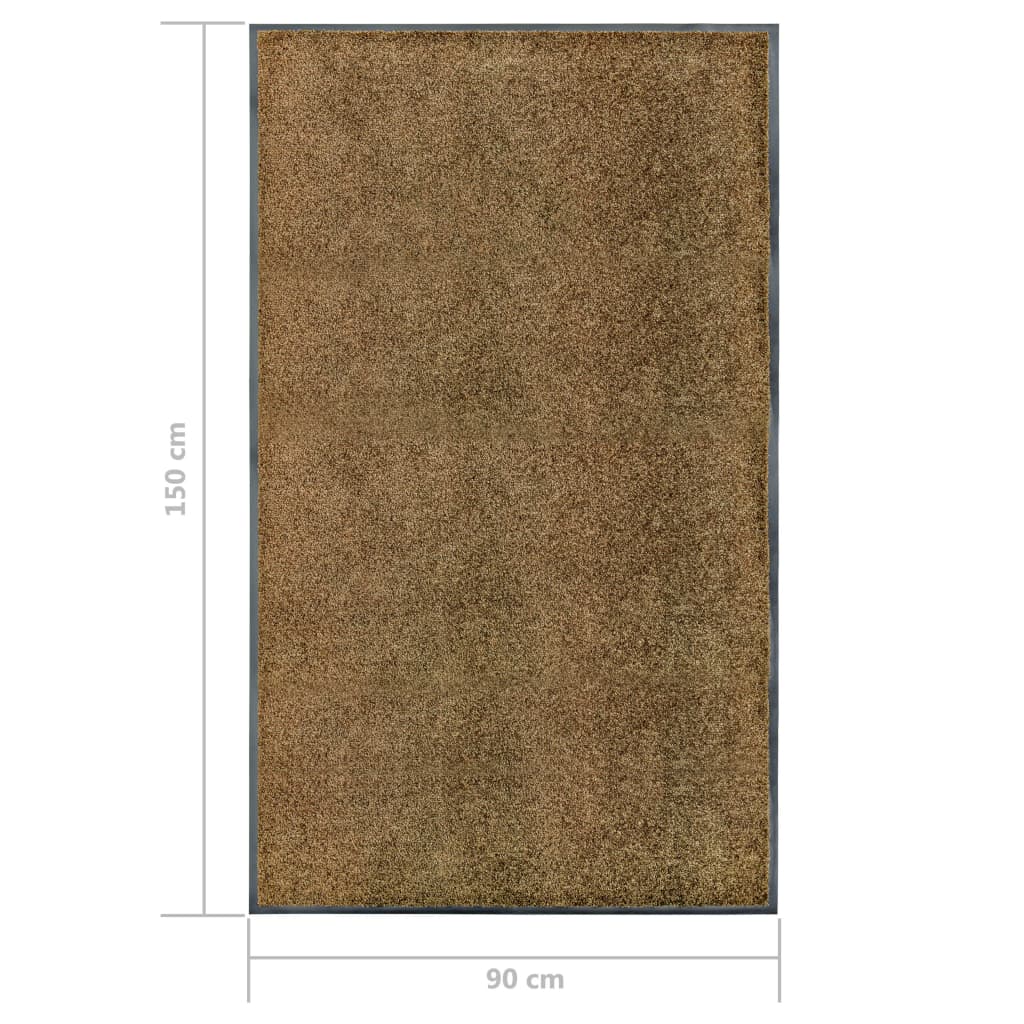 vidaXL Doormat Washable Brown 90x150 cm