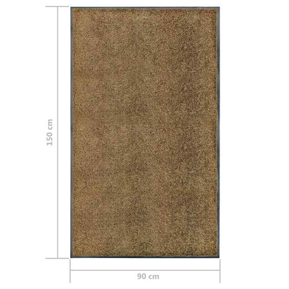323437 vidaXL Doormat Washable Brown 90x150 cm
