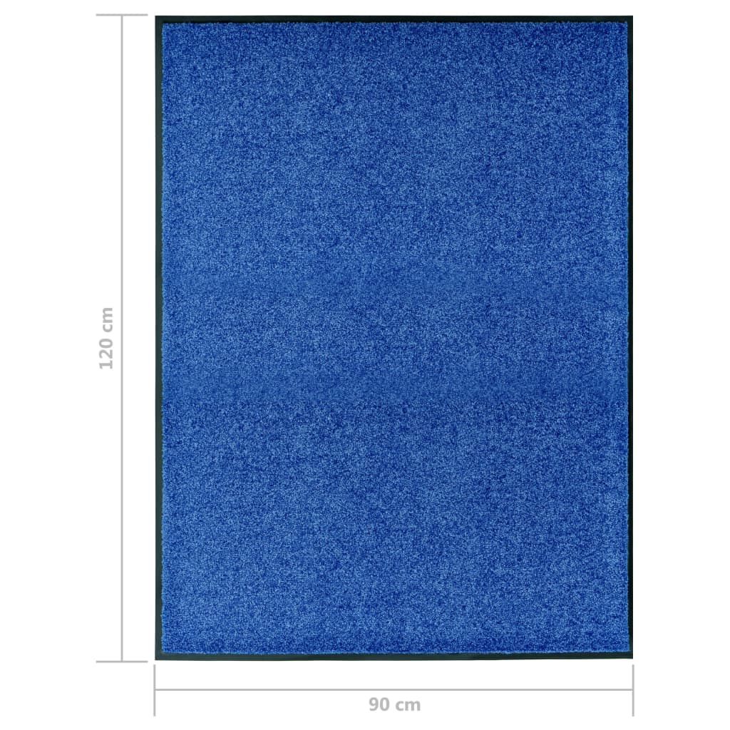 vidaXL Doormat Washable Blue 90x120 cm