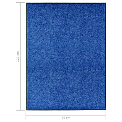 vidaXL Doormat Washable Blue 90x120 cm