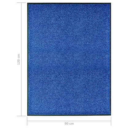 323442 vidaXL Doormat Washable Blue 90x120 cm