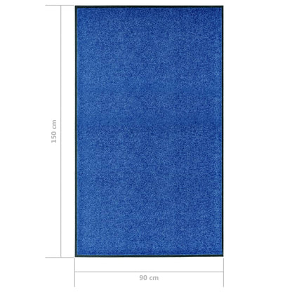 vidaXL Doormat Washable Blue 90x150 cm