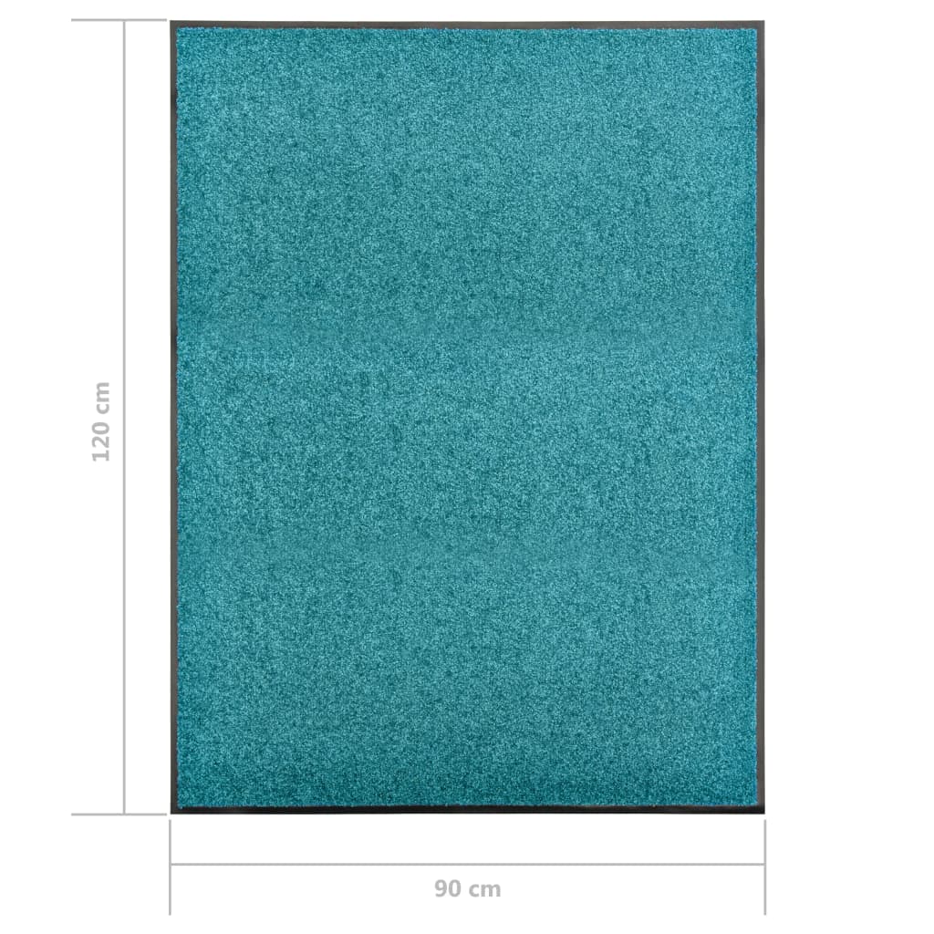 vidaXL Doormat Washable Cyan 90x120 cm