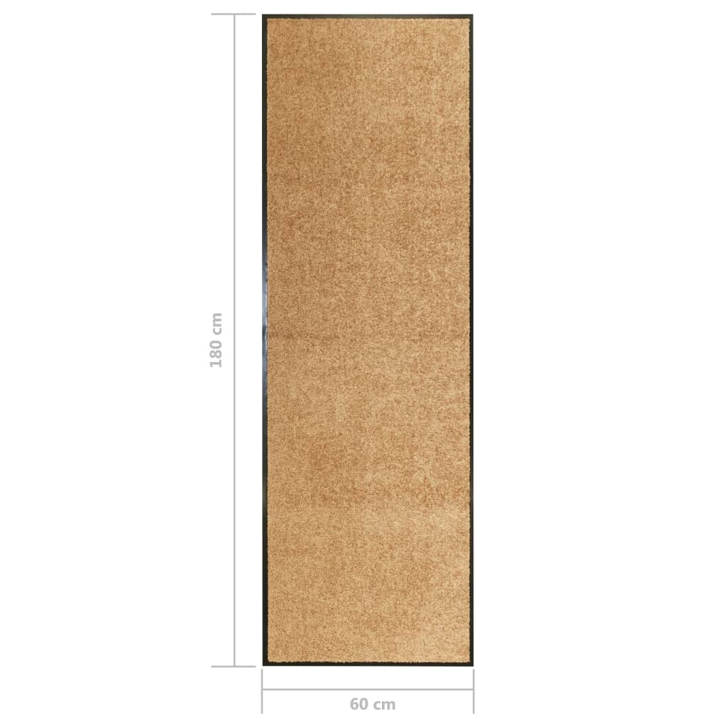 vidaXL Doormat Washable Cream 60x180 cm