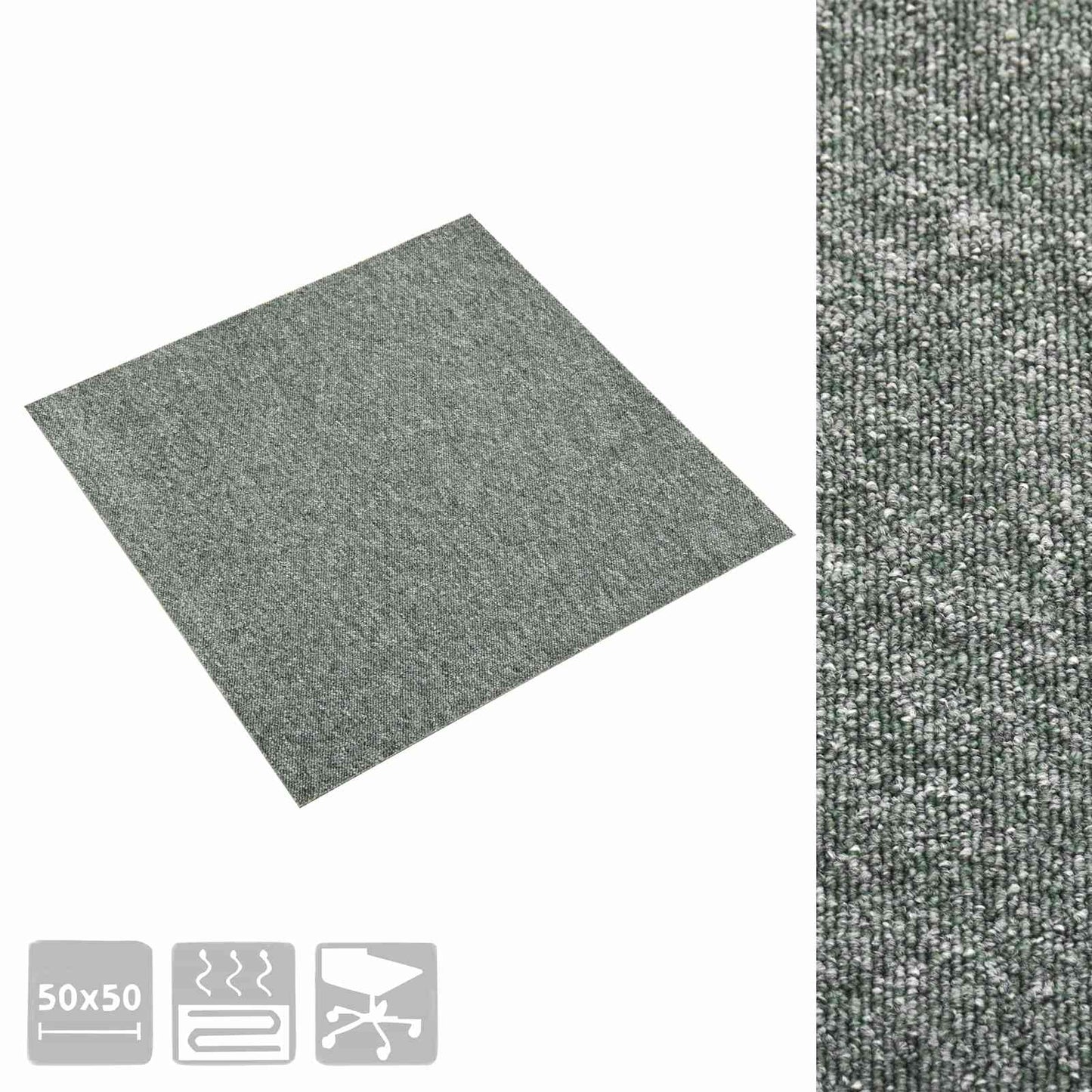 vidaXL Carpet 20 pcs Green 50 x 50 cm 100% Polypropylene