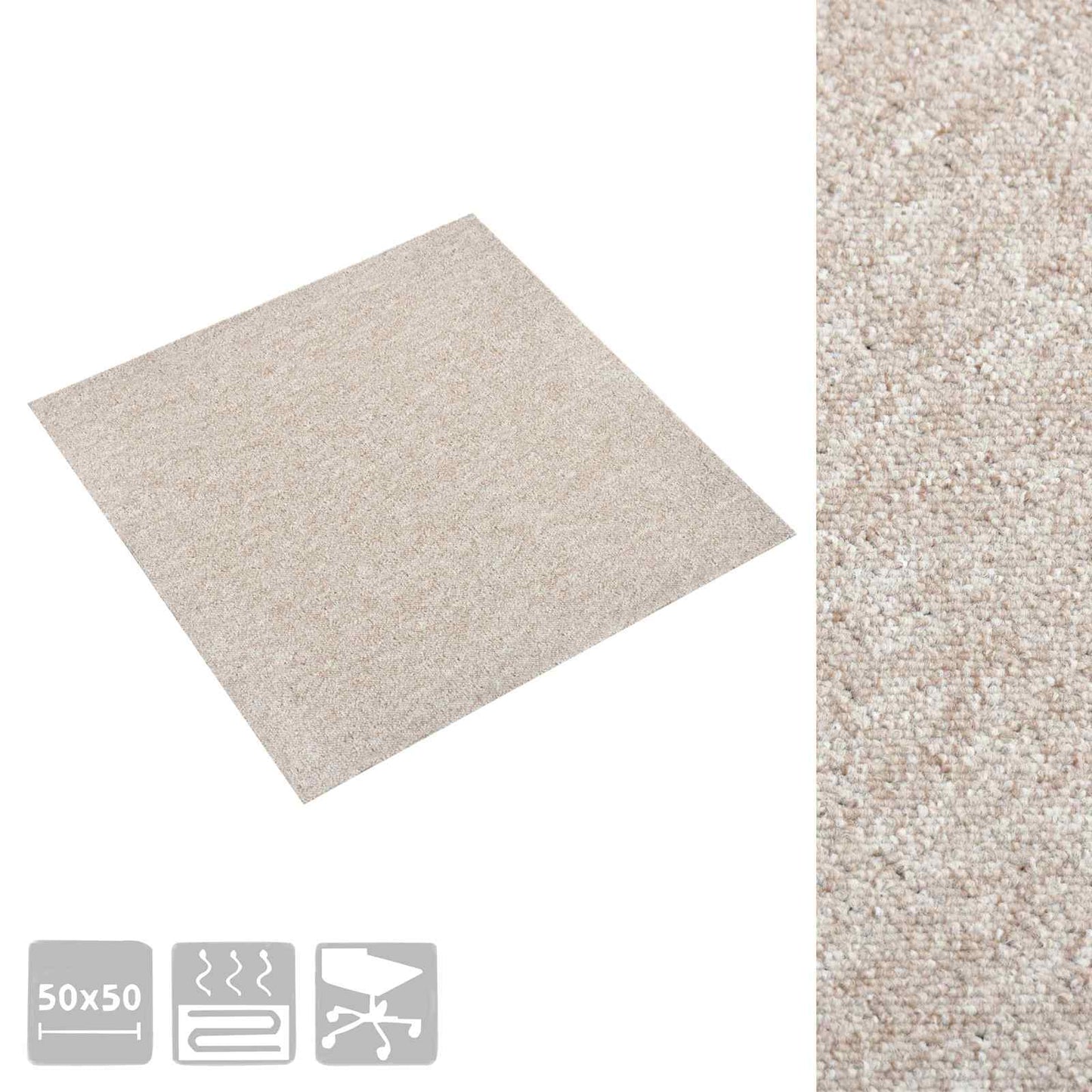 vidaXL Carpet 20 pcs Light Beige 50 x 50 cm 100% Polypropylene
