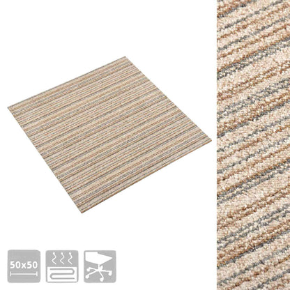 vidaXL Carpet 20 pcs Striped Beige 50 x 50 cm 100% Polypropylene