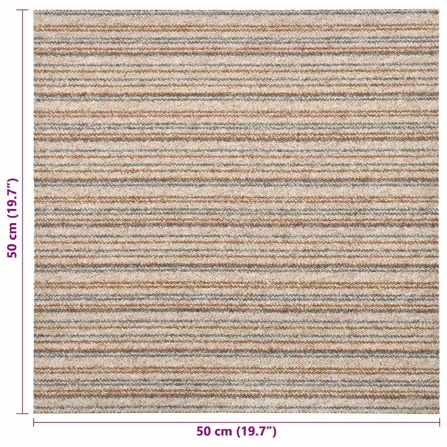 vidaXL Carpet 20 pcs Striped Beige 50 x 50 cm 100% Polypropylene