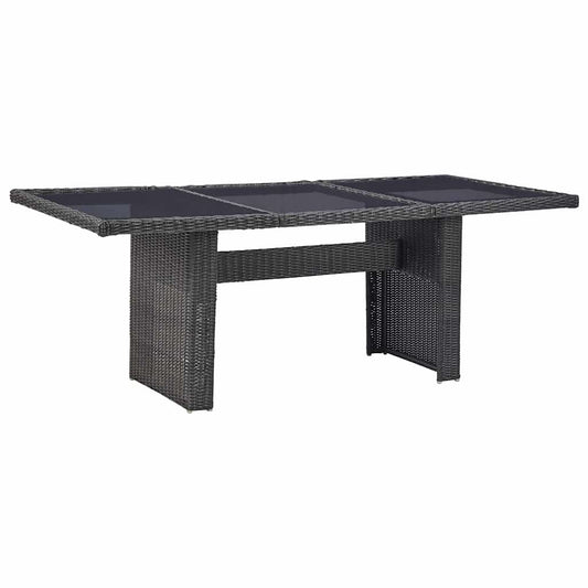 310145 vidaXL Garden Dining Table Black 200x100x74 cm Glass and Poly Rattan