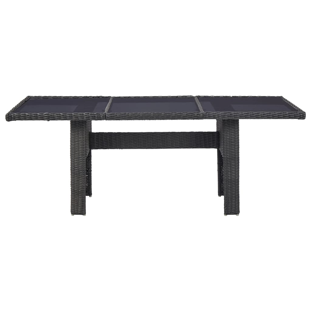 vidaXL Garden Dining Table Black 200x100x74 cm Glass and Poly Rattan