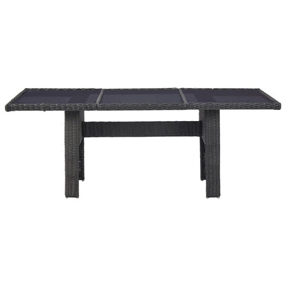 vidaXL Garden Dining Table Black 200x100x74 cm Glass and Poly Rattan