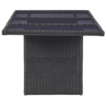 vidaXL Garden Dining Table Black 200x100x74 cm Glass and Poly Rattan