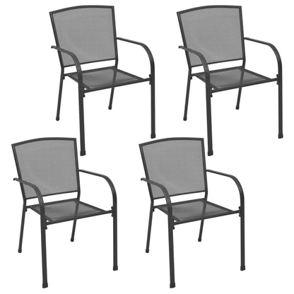 vidaXL Outdoor Chair | Set of 4 | Anthracite | Steel | Medium | Stackable