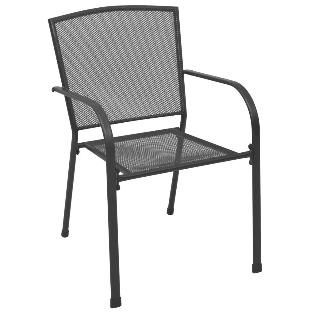 vidaXL Outdoor Chair | Set of 4 | Anthracite | Steel | Medium | Stackable