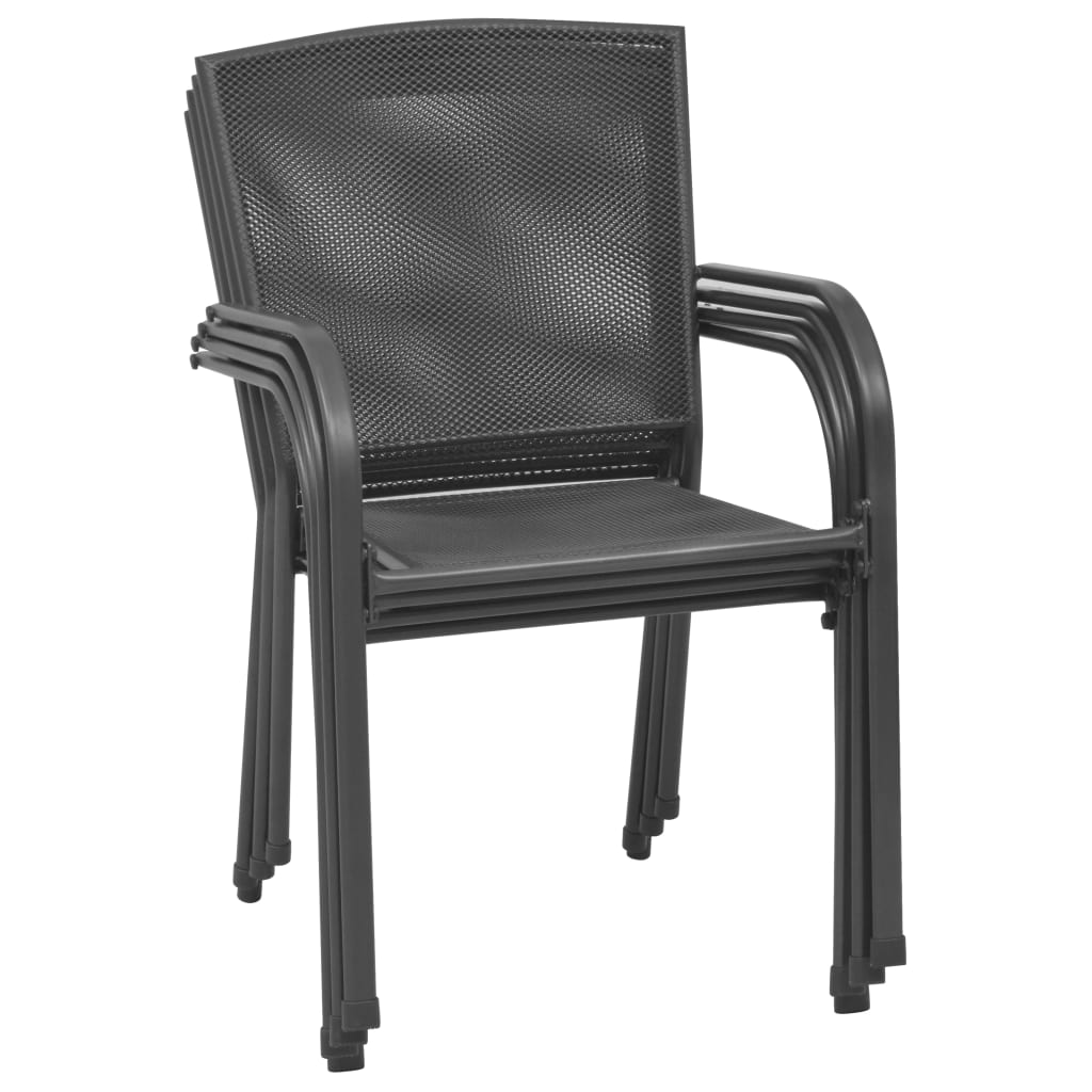vidaXL Outdoor Chair | Set of 4 | Anthracite | Steel | Medium | Stackable