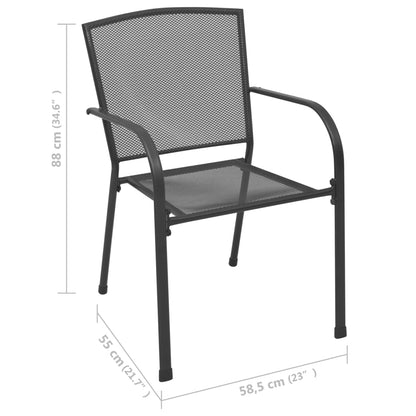 vidaXL Outdoor Chair | Set of 4 | Anthracite | Steel | Medium | Stackable
